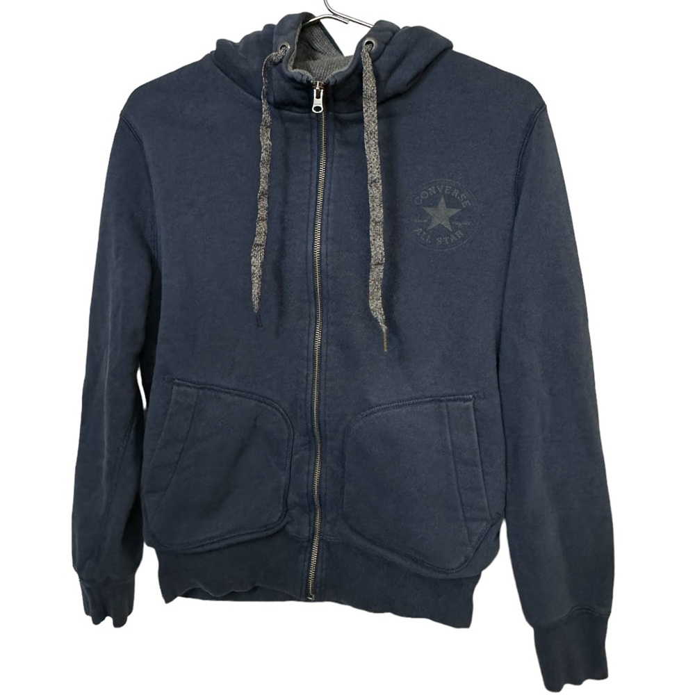 Vintage Retro Full Zip High End Aged Navy Blue Women’s XS Converse Hoodie